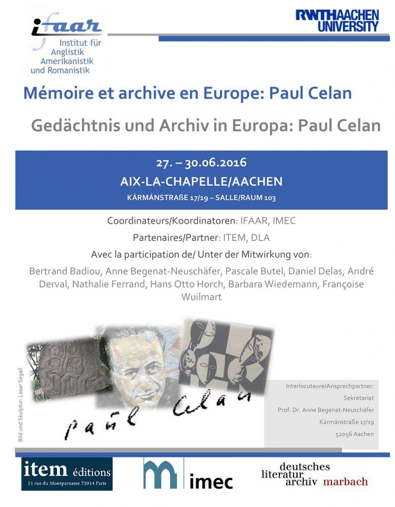 Mémoire et archive en Europe : Paul Celan