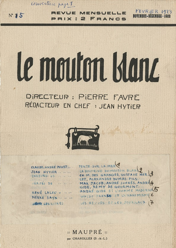 image for Mouton blanc, revue / Jean Hytier