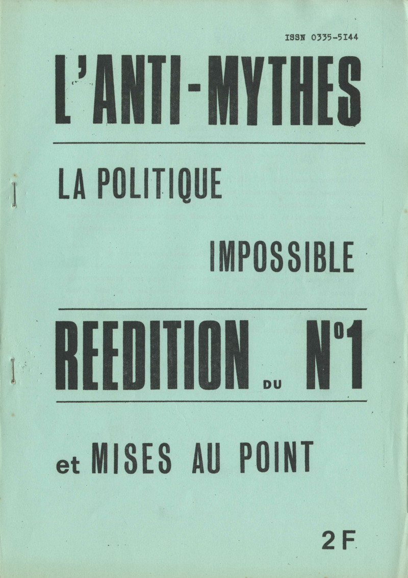 image for L'Anti-mythes (1974-1980) / Marcel Jaeger