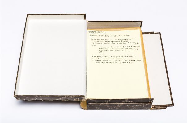Boîtes « faux-livres » contenant des notes de lecture d’Hubert Damisch, années 1960-1980, Archives Hubert Damisch/Imec. © Michaël Quemener/Imec