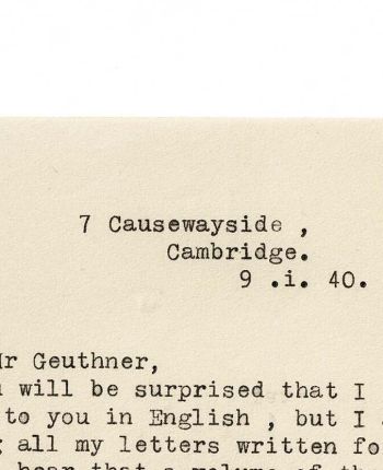 Une lettre dactylographiée et dictée en anglais