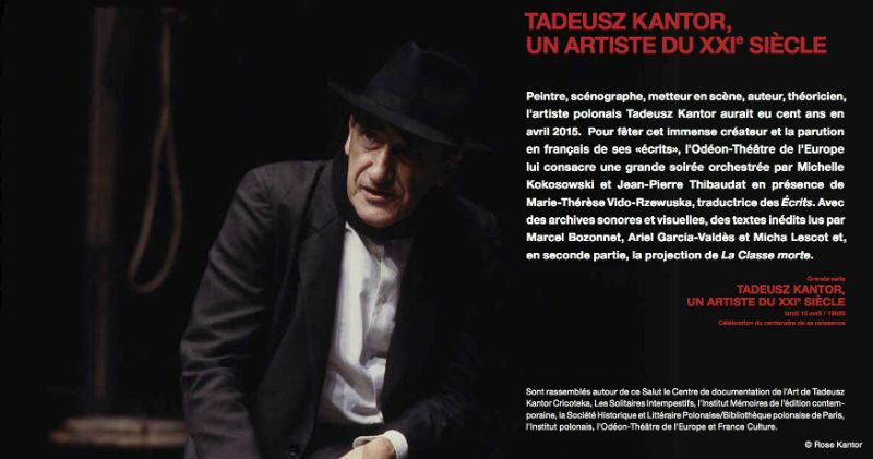 « Tadeusz Kantor, un artiste du XXIe siècle », lundi 13 avril au Théâtre de L’Odéon